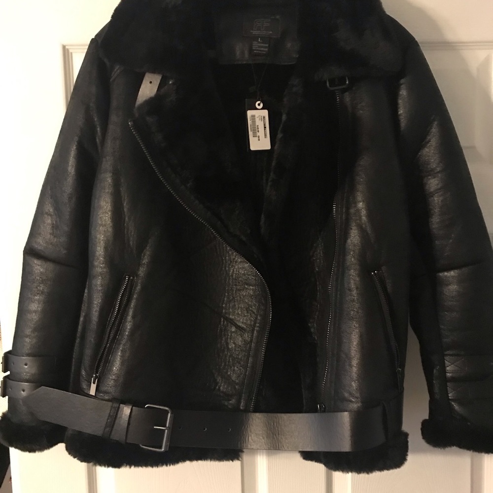 Shearling Faux Fur Moto Jacket